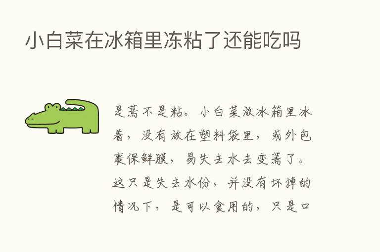 小白菜在冰箱里冻粘了还能吃吗