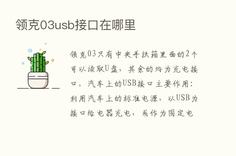 领克03usb接口在哪里