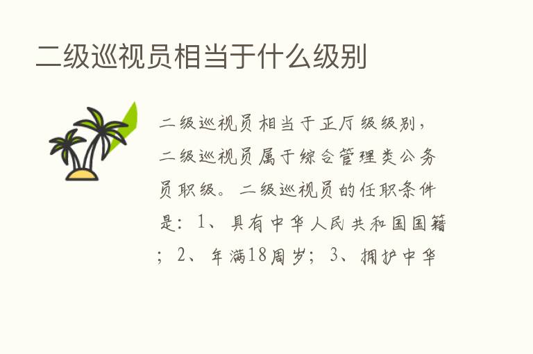 二级巡视员相当于什么级别