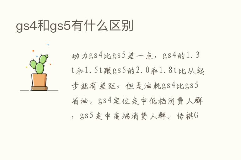 gs4和gs5有什么区别