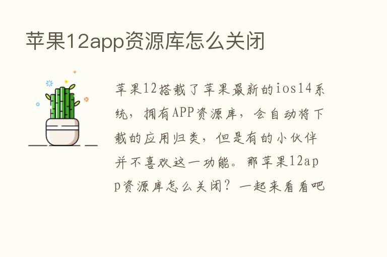 苹果12app资源库怎么关闭