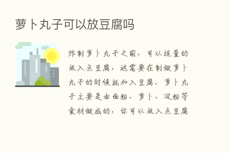 萝卜丸子可以放豆腐吗