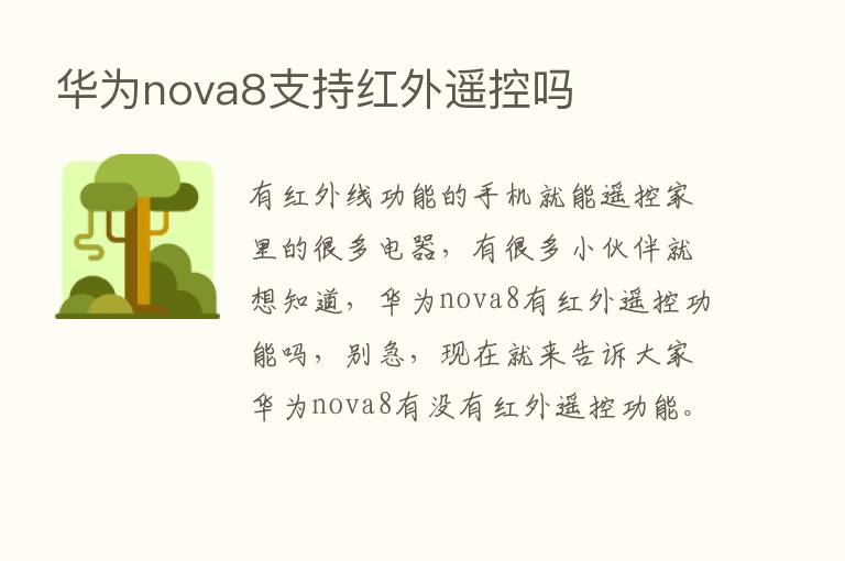 华为nova8支持红外遥控吗