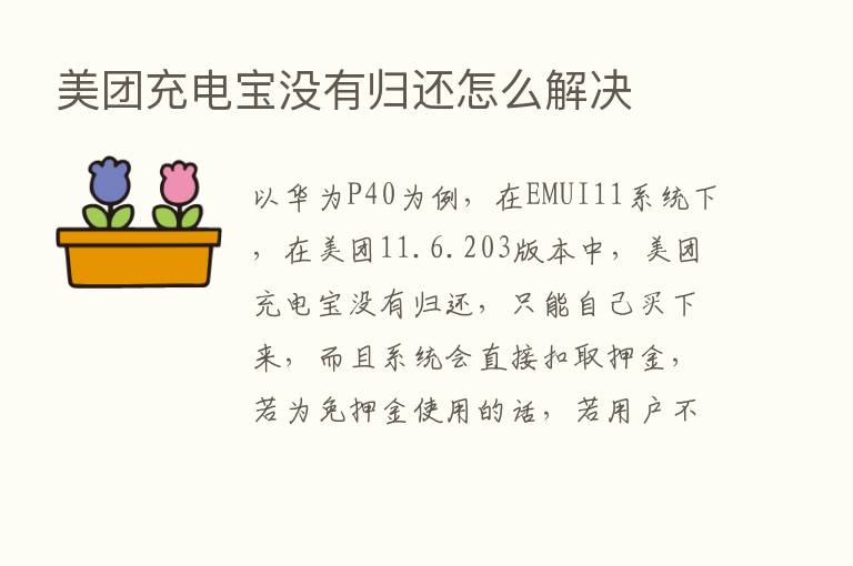 美团充电宝没有归还怎么解决