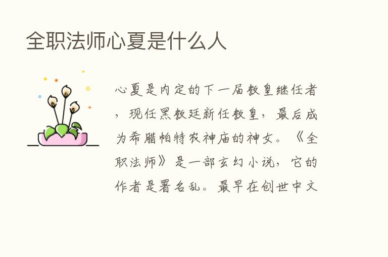 全职法师心夏是什么人