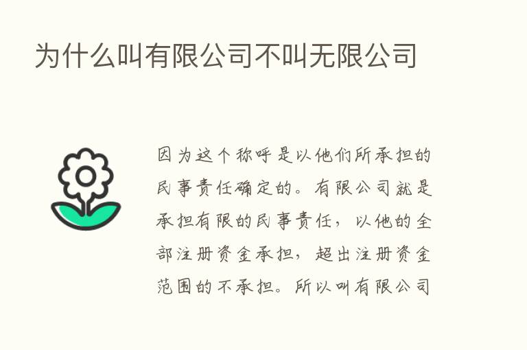 为什么叫有限公司不叫无限公司