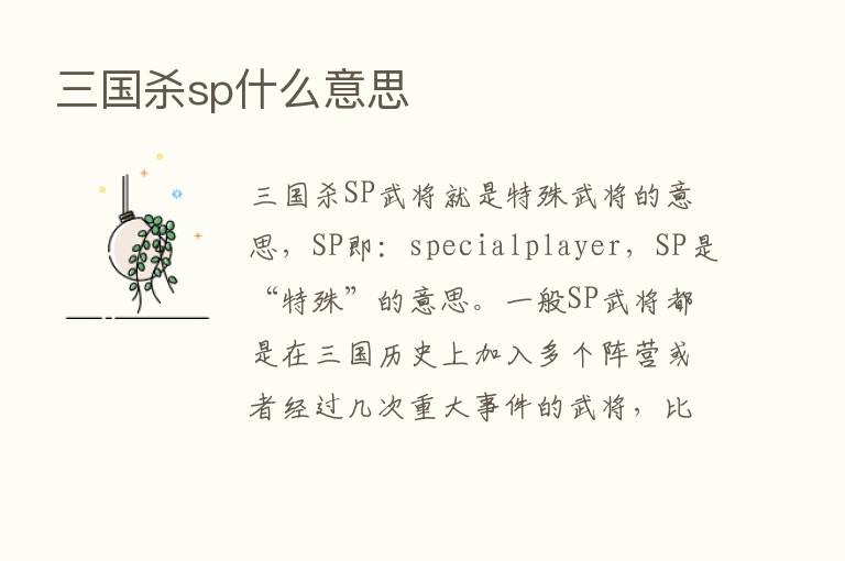 三国   sp什么意思