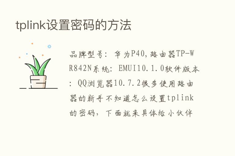 tplink设置密码的方法