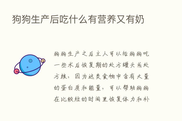 狗狗生产后吃什么有营养又有奶