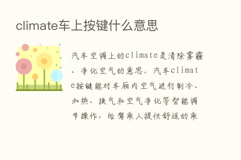 climate车上按键什么意思