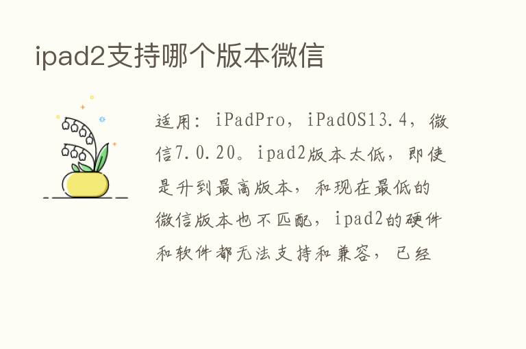 ipad2支持哪个版本微信