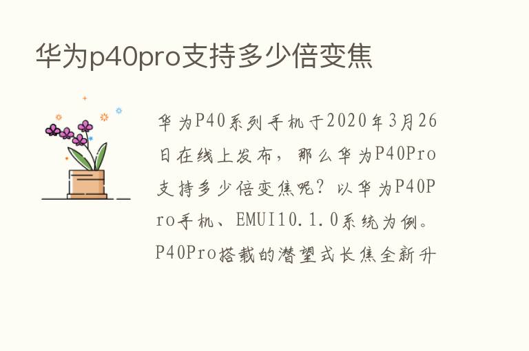 华为p40pro支持多少倍变焦