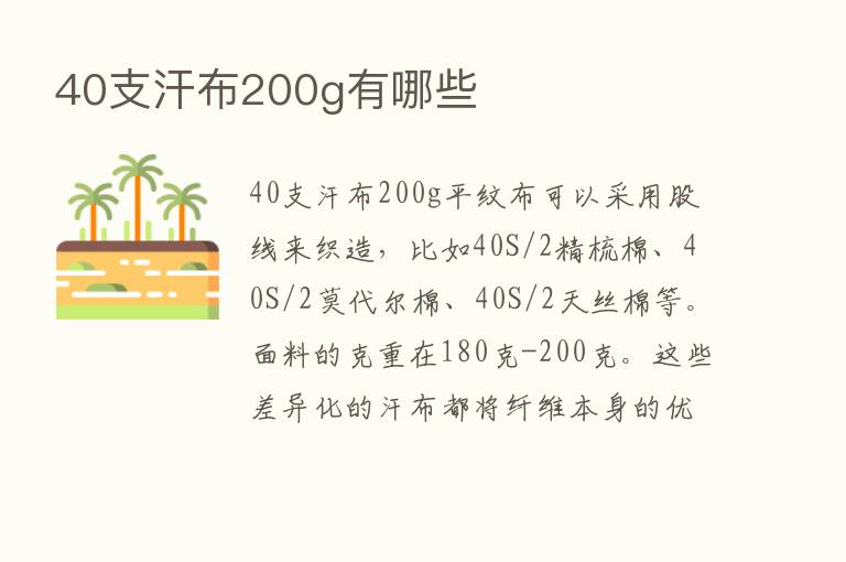 40支汗布200g有哪些