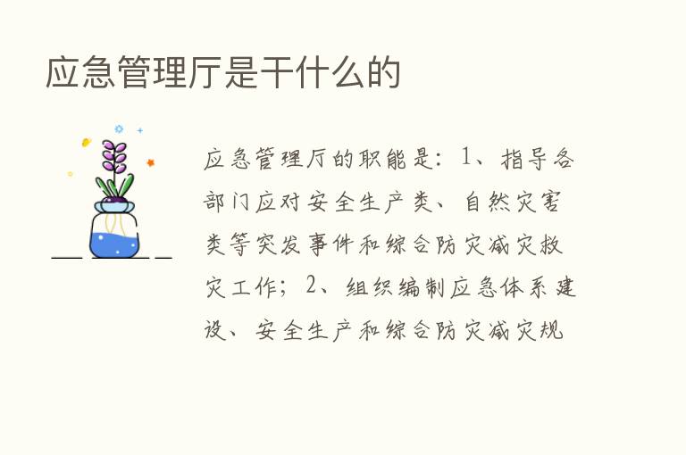 应急管理厅是干什么的