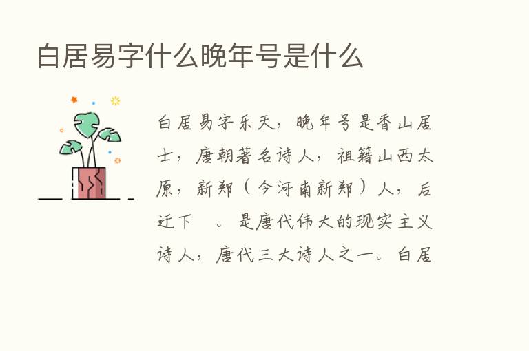 白居易字什么晚年号是什么