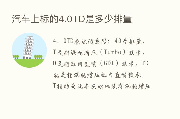 汽车上标的4.0TD是多少排量