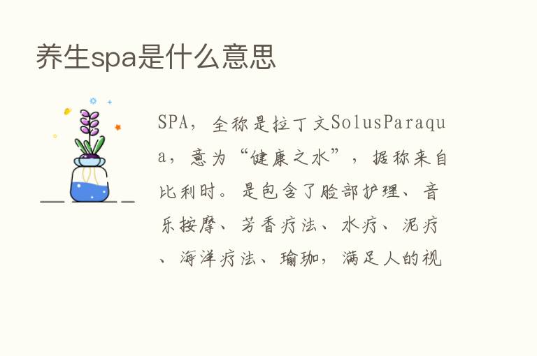 养生spa是什么意思