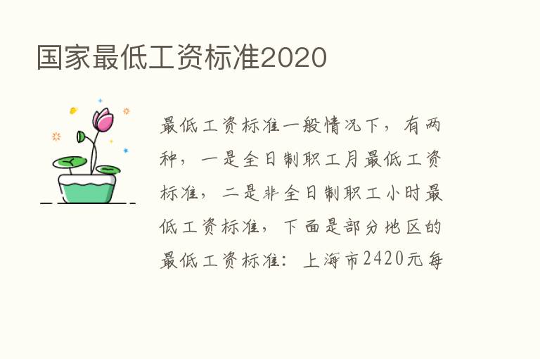 国家   低工资标准2020