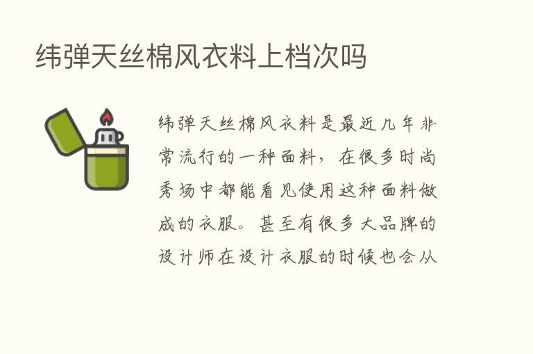 纬弹天丝棉风衣料上档次吗