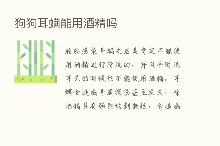 狗狗耳螨能用酒精吗