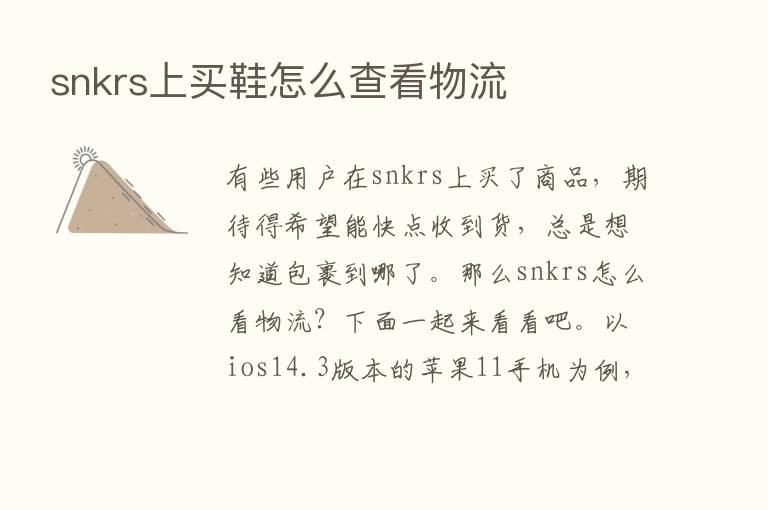 snkrs上买鞋怎么查看物流