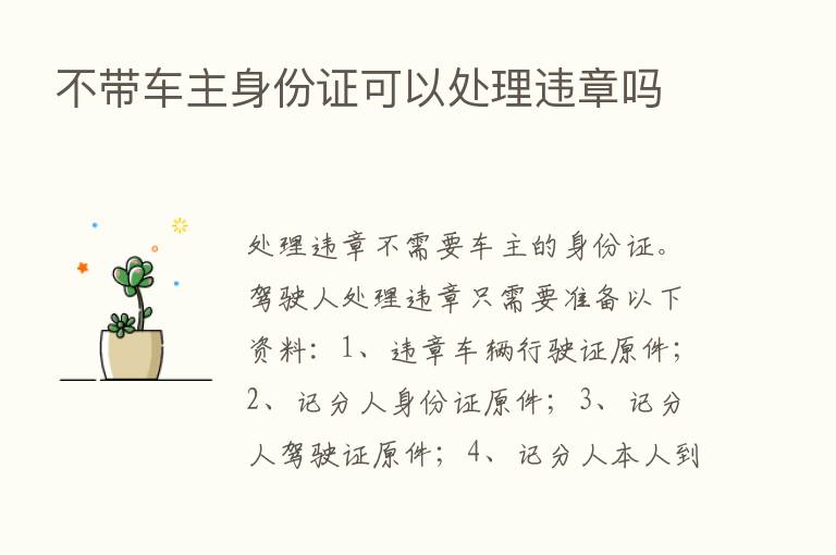 不带车主身份证可以处理违章吗