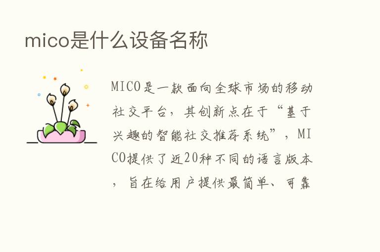 mico是什么设备名称