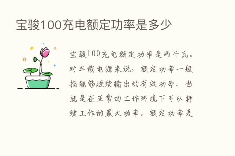 宝骏100充电额定功率是多少