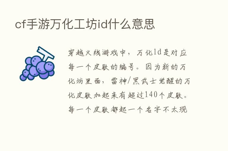 cf手游万化工坊id什么意思