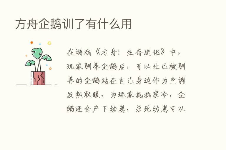 方舟企鹅训了有什么用