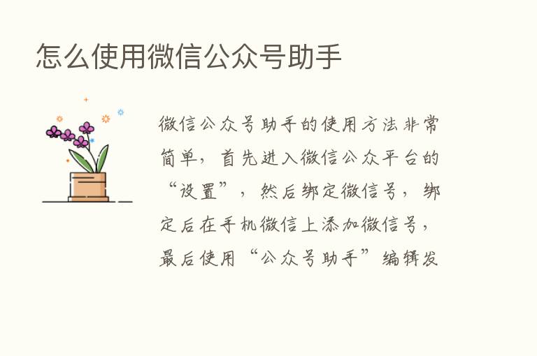 怎么使用微信公众号助手