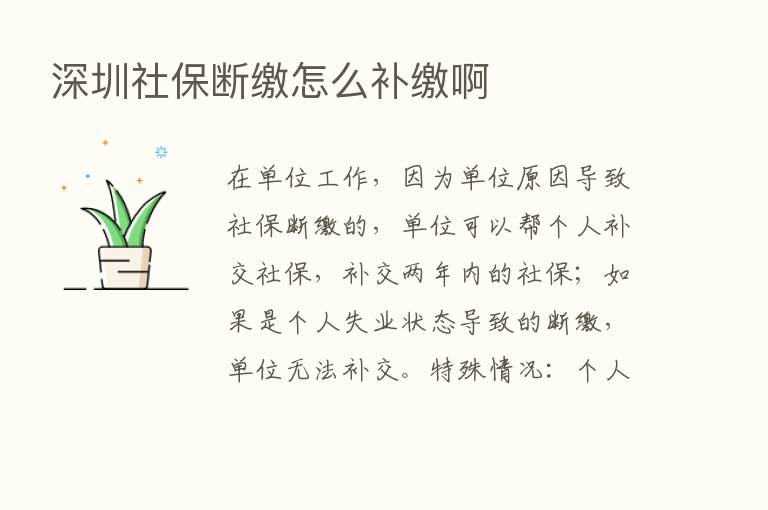 深圳社保断缴怎么补缴啊