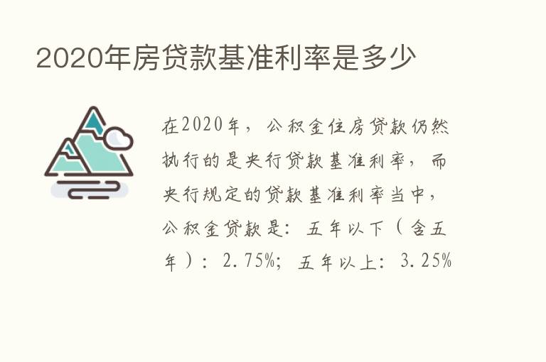 2020年房贷款基准利率是多少