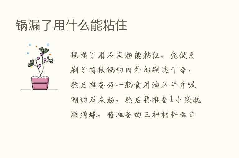 锅漏了用什么能粘住