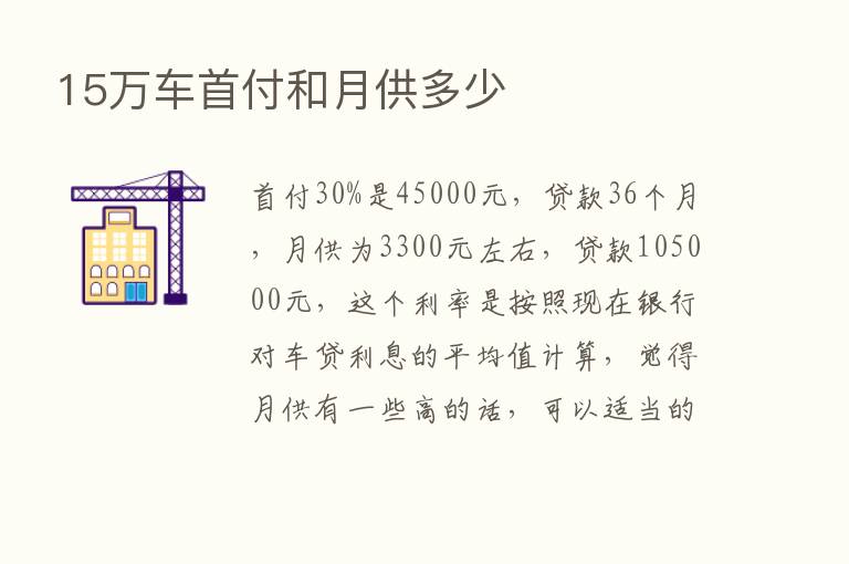 15万车首付和月供多少