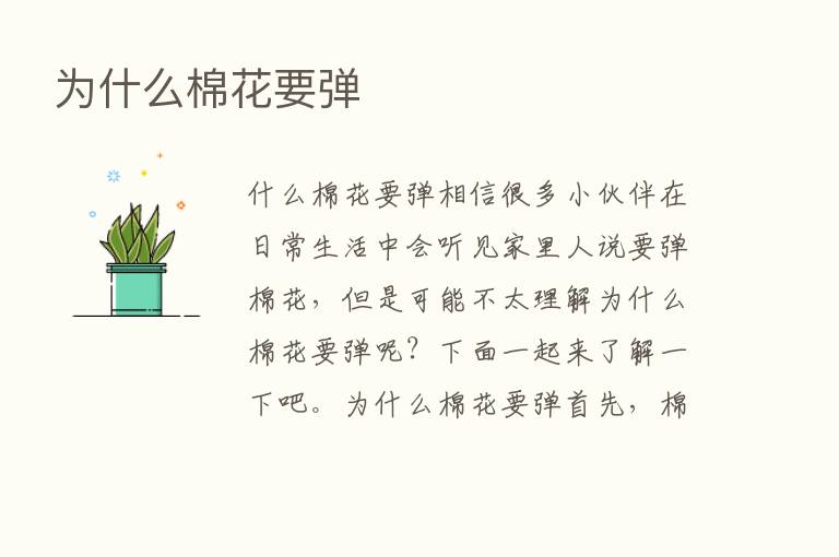 为什么棉花要弹